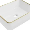 Silla Global Vasque à poser rectangulaire, céramique 48x37x13 cm Blanc/or