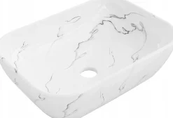 Silla Global Vasque à poser rectangulaire, céramique 45,5x32,5x13,5 cm Blanc/gris