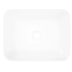 GoodHome Vasque à poser rectangulaire en résine blanc satin l.45 x H.11,5 x P.35 cm, Teesta* Vasque À Poser