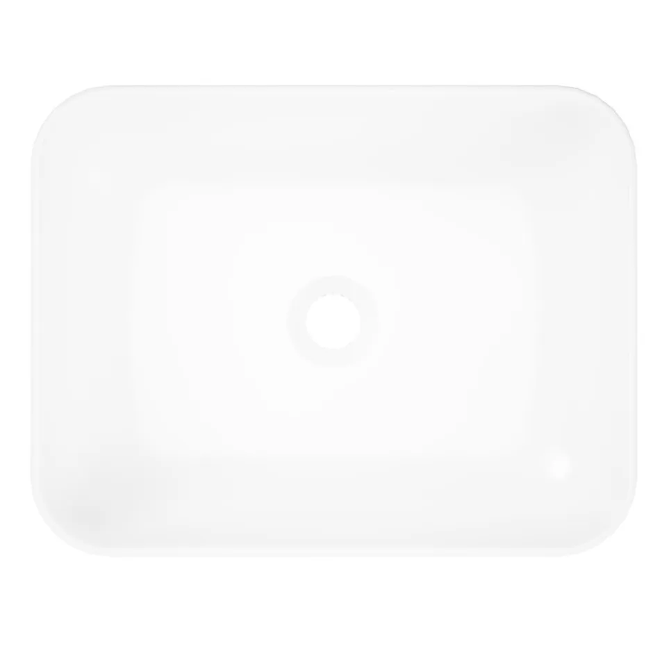GoodHome Vasque à poser rectangulaire en résine blanc satin l.45 x H.11,5 x P.35 cm, Teesta* Vasque À Poser