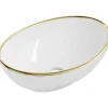 Silla Global Vasque à poser rectangulaire, céramique 40,5x33x14 cm Blanc/or* Lavabo