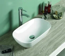 Silla Global Vasque à poser rectangulaire, céramique 46x23x12 cm Blanc