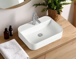 Homesight Vasque à poser rectangulaire céramique blanc Kalvin