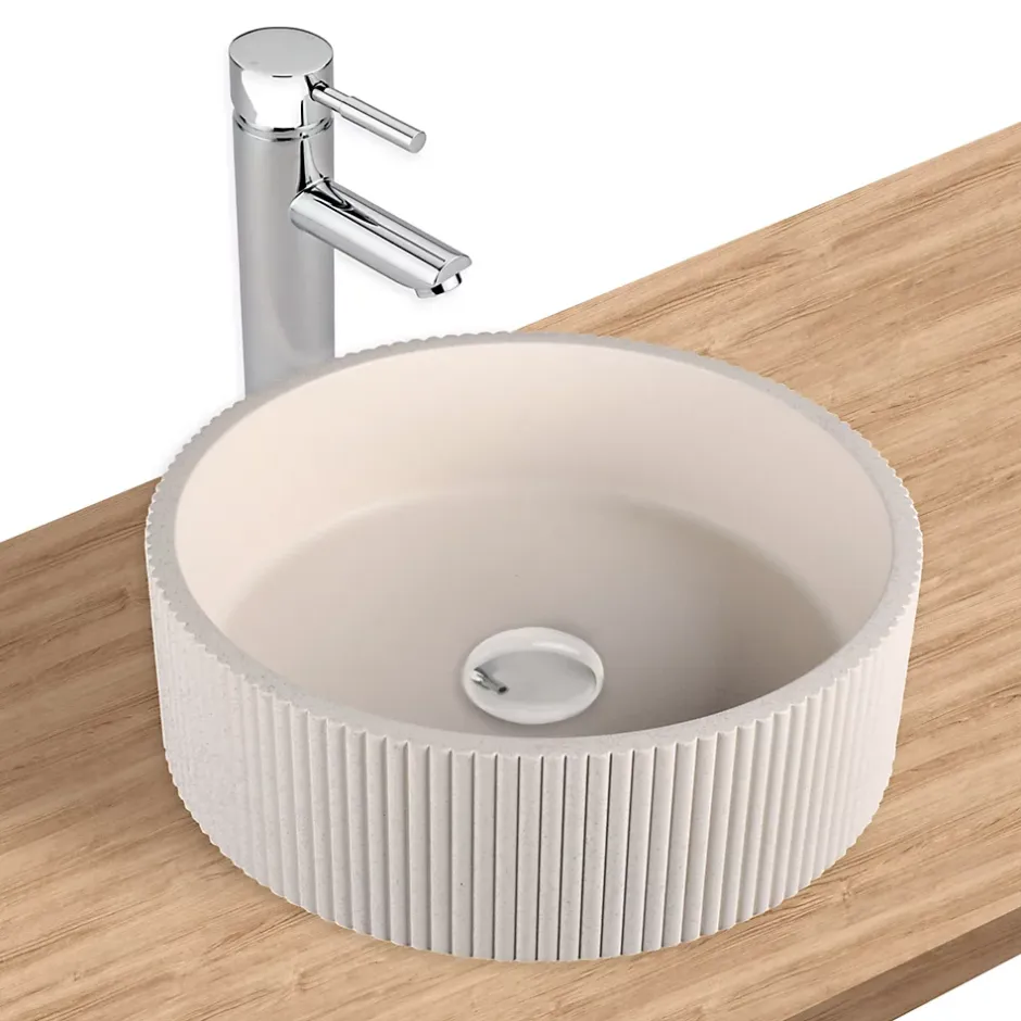Homesight Vasque à poser ronde béton beige Ø37 x H.12 cm Balte