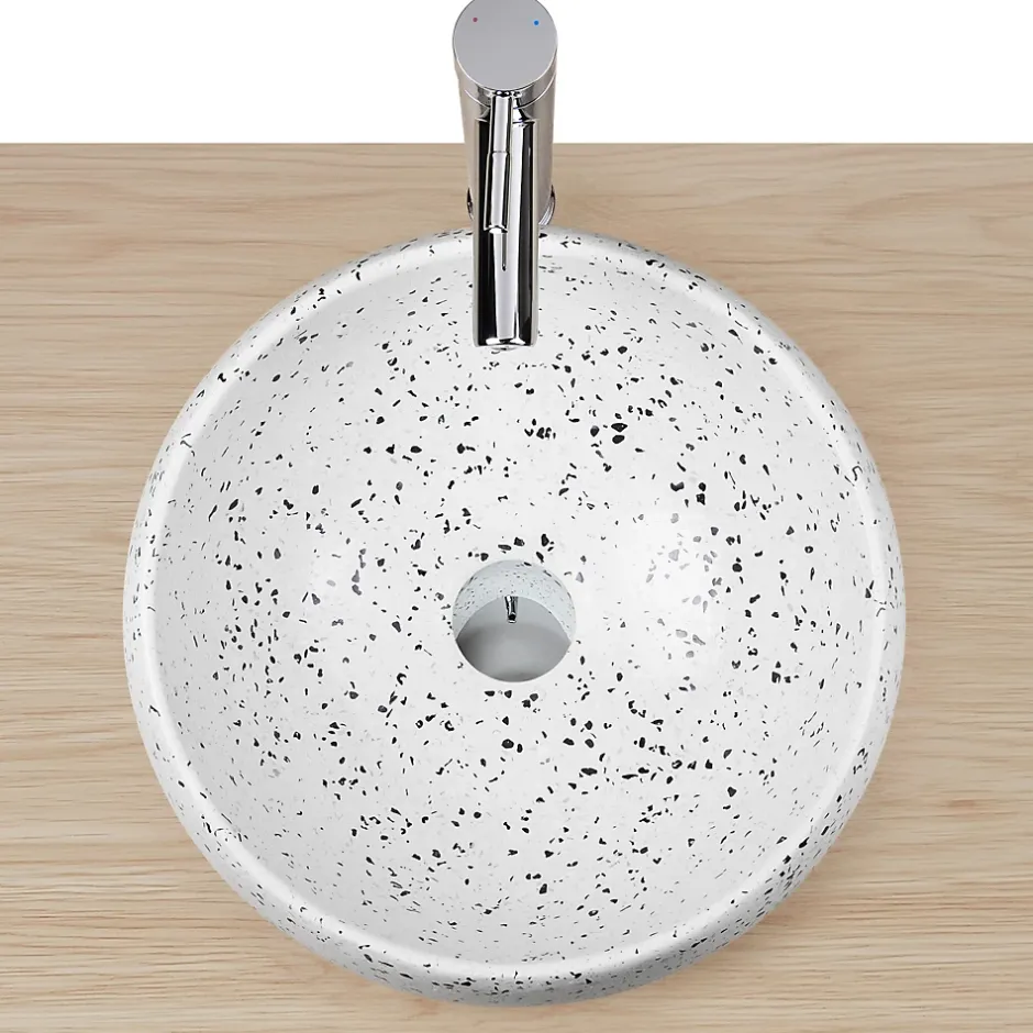 Homesight Vasque à poser ronde coloris Terrazzo Ø40 x H.15 cm
