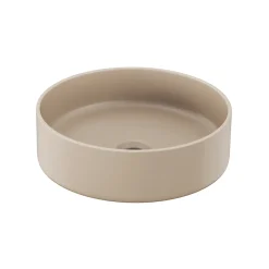 GoodHome Vasque à poser ronde céramique beige mat Samal* Vasque À Poser