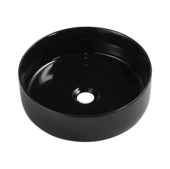 Homesight Vasque à poser ronde céramique noir mat et brillant Ø36 x H.12 cm Romeo