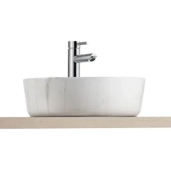 Homesight Vasque à poser ronde céramique imitation marbre blanc Lou