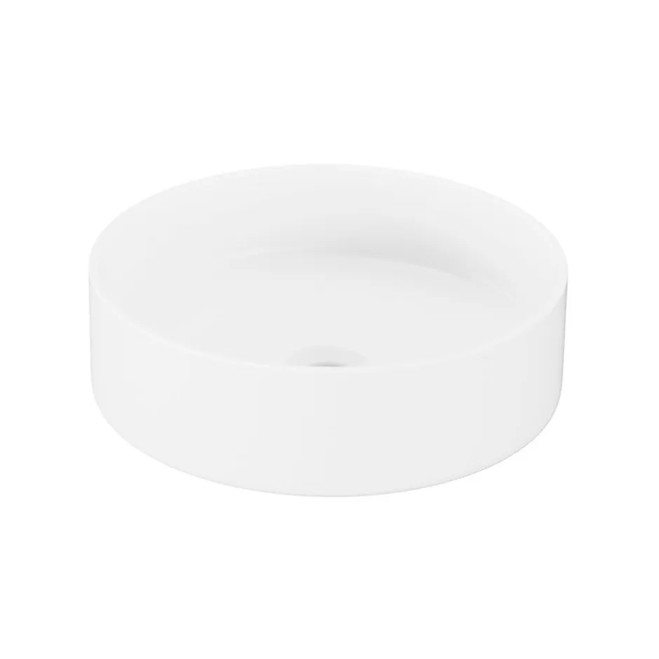 GoodHome Vasque à poser ronde céramique blanc mat Samal* Vasque À Poser