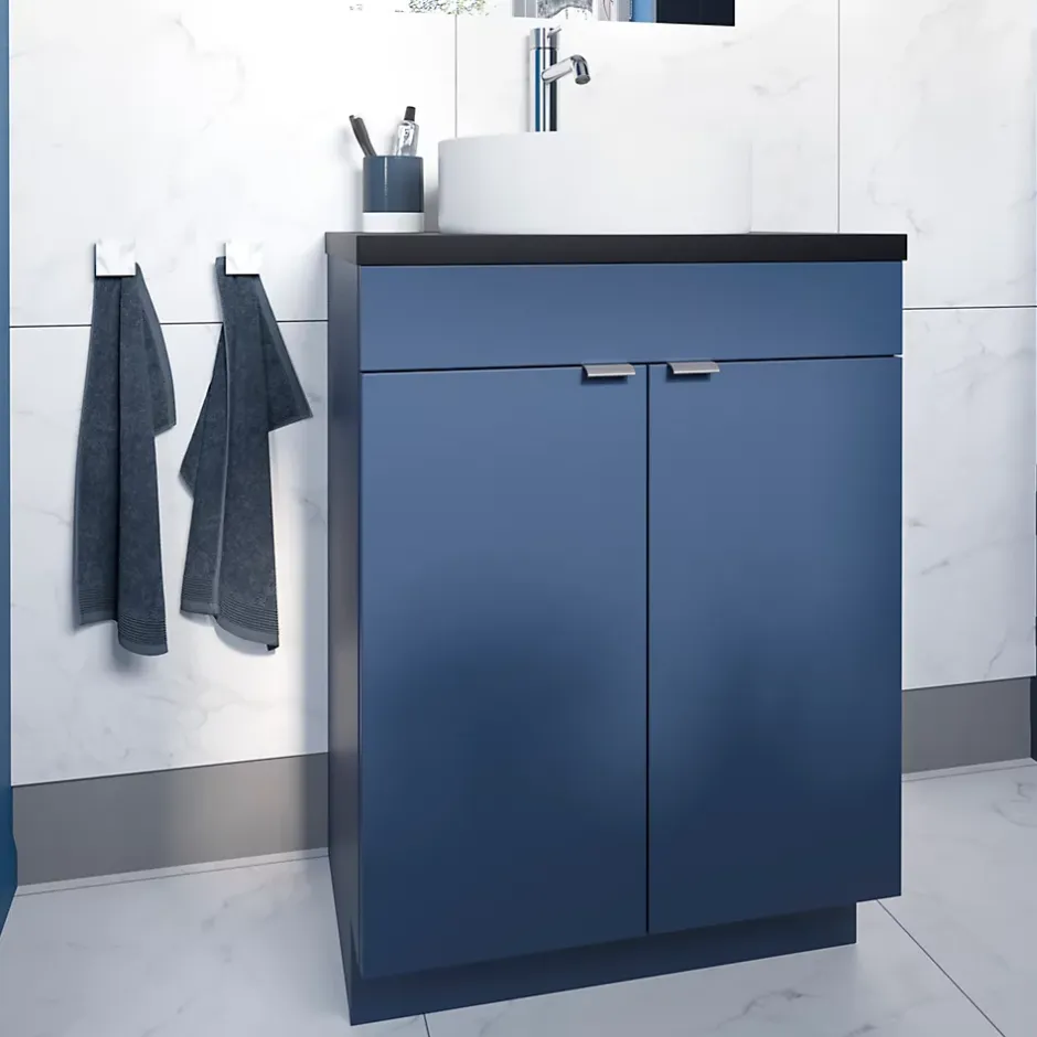 GoodHome Vasque à poser ronde céramique blanc mat Samal* Vasque À Poser