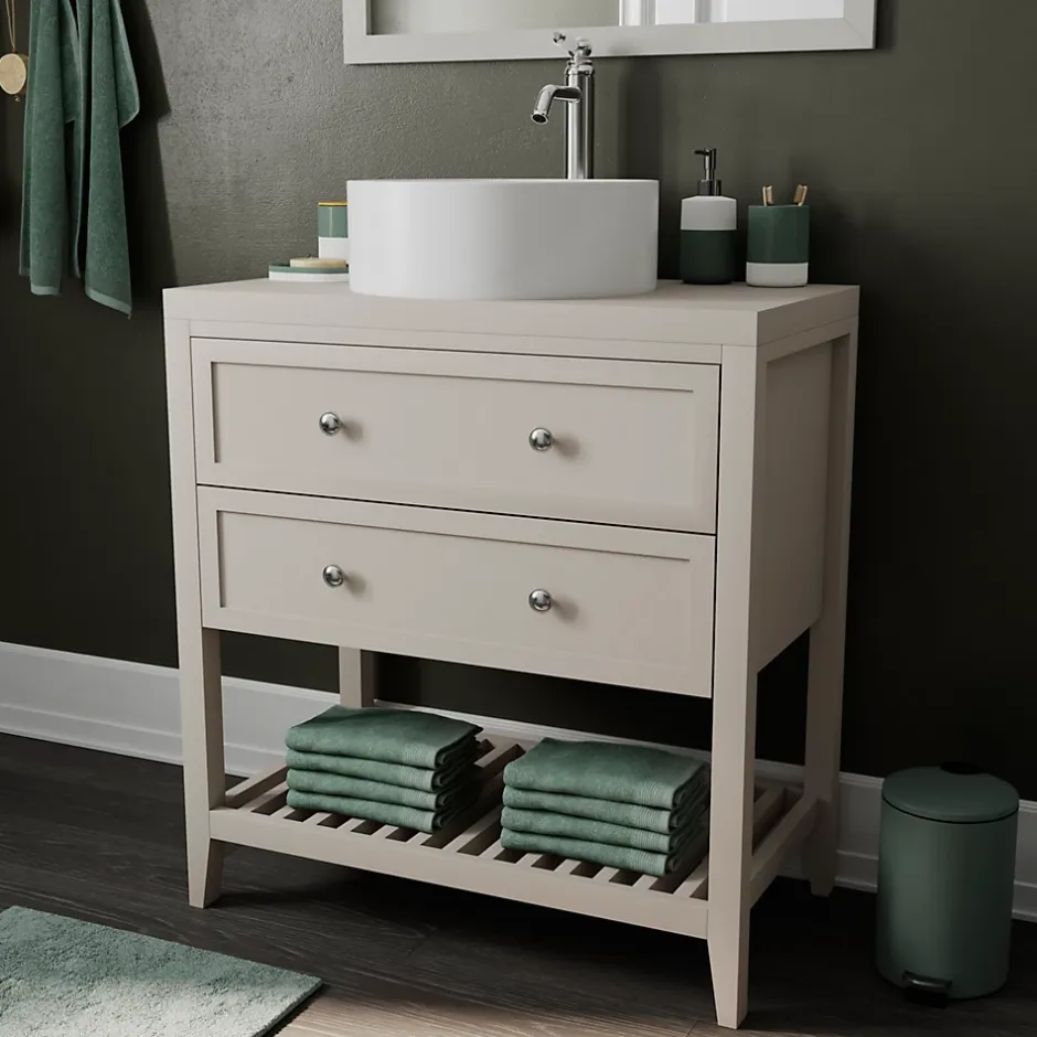 GoodHome Vasque à poser ronde céramique blanc mat Samal* Vasque À Poser