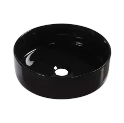 Homesight Vasque à poser ronde céramique noir brillant Ø36 x H.12 cm Romeo* Vasque À Poser