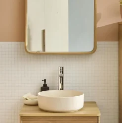Homesight Vasque à poser ronde céramique beige Ø36 x H.12 cm Romeo* Vasque À Poser