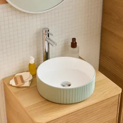 Homesight Vasque à poser ronde céramique vert sauge mat et brillant Ø36 x H.12 cm Linea* Vasque À Poser