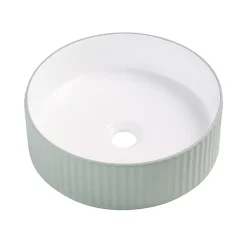 Homesight Vasque à poser ronde céramique vert sauge mat et brillant Ø36 x H.12 cm Linea* Vasque À Poser