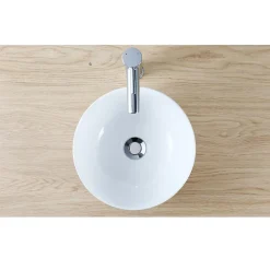 Homesight Vasque à poser ronde céramique blanc brillant Ø30 x H.16 cm Ramy
