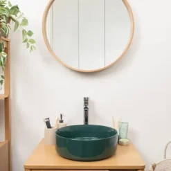 Homesight Vasque à poser ronde céramique vert sapin brillant Ø36 x H.12 cm Romeo* Vasque À Poser