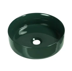 Homesight Vasque à poser ronde céramique vert sapin brillant Ø36 x H.12 cm Romeo* Vasque À Poser