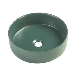 Homesight Vasque à poser ronde céramique vert sapin mat Ø36 x H.12 cm Romeo