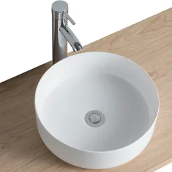 Homesight Vasque à poser ronde céramique blanc brillant Ø36 x H.12 cm Romeo