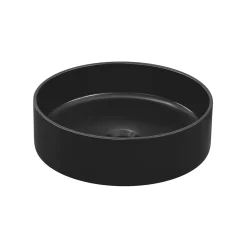 GoodHome Vasque à poser ronde céramique noir mat Samal