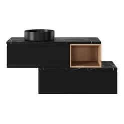 GoodHome Vasque à poser ronde céramique noir mat Samal