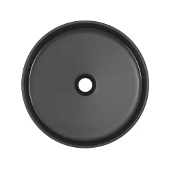 GoodHome Vasque à poser ronde céramique noir mat Samal