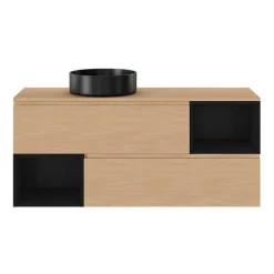 GoodHome Vasque à poser ronde céramique noir mat Samal