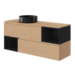 GoodHome Vasque à poser ronde céramique noir mat Samal