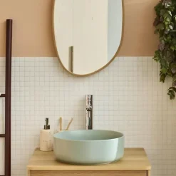 Homesight Vasque à poser ronde céramique vert sauge Ø36 x H.12 cm Romeo* Vasque À Poser