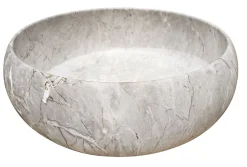 Ondee Vasque à poser ronde en céramique effet marbre gris Sora* Vasque À Poser