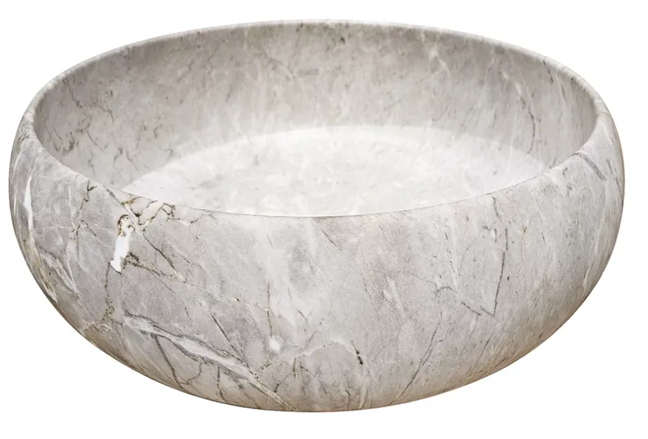 Ondee Vasque à poser ronde en céramique effet marbre gris Sora* Vasque À Poser