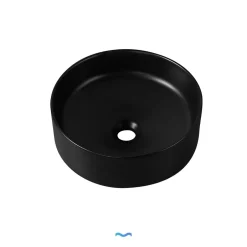 Dileci Vasque à poser ronde en céramique noir -* Lavabo