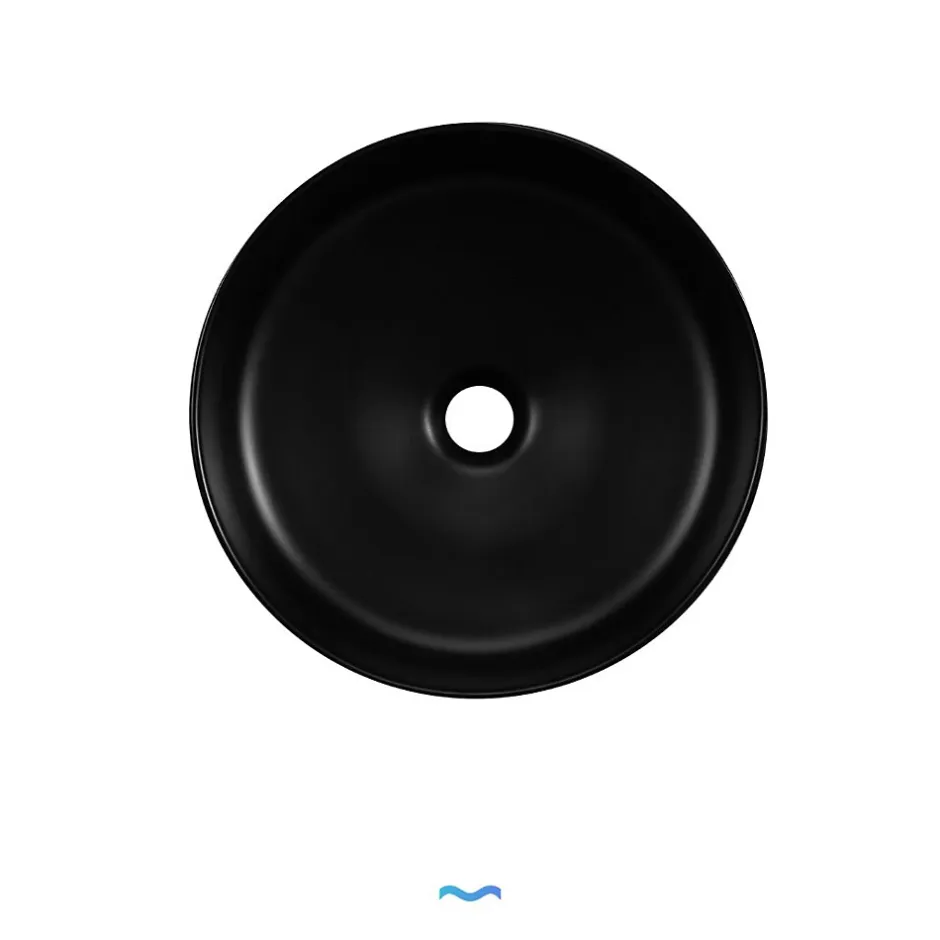 Dileci Vasque à poser ronde en céramique noir -* Lavabo