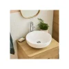 Mob-In Vasque à poser ronde en céramique blanche 42cm* Vasque À Poser