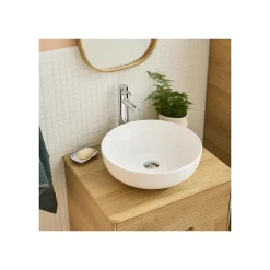 Mob-In Vasque à poser ronde en céramique blanche 42cm* Vasque À Poser