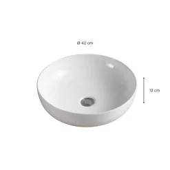 Mob-In Vasque à poser ronde en céramique blanche 42cm* Vasque À Poser