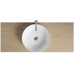 Mob-In Vasque à poser ronde en céramique blanche 42cm* Vasque À Poser