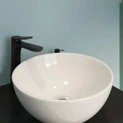 GoodHome Vasque à poser ronde en céramique blanc Tasi