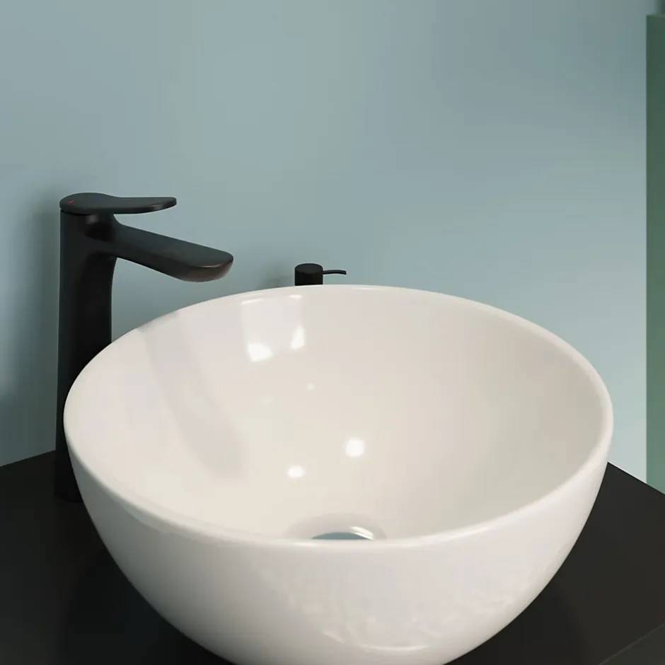 GoodHome Vasque à poser ronde en céramique blanc Tasi