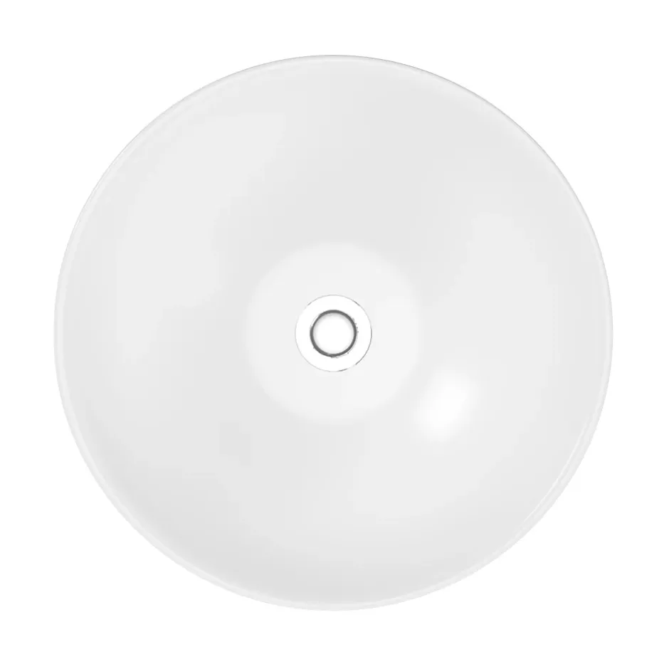 GoodHome Vasque à poser ronde en céramique blanc Tasi