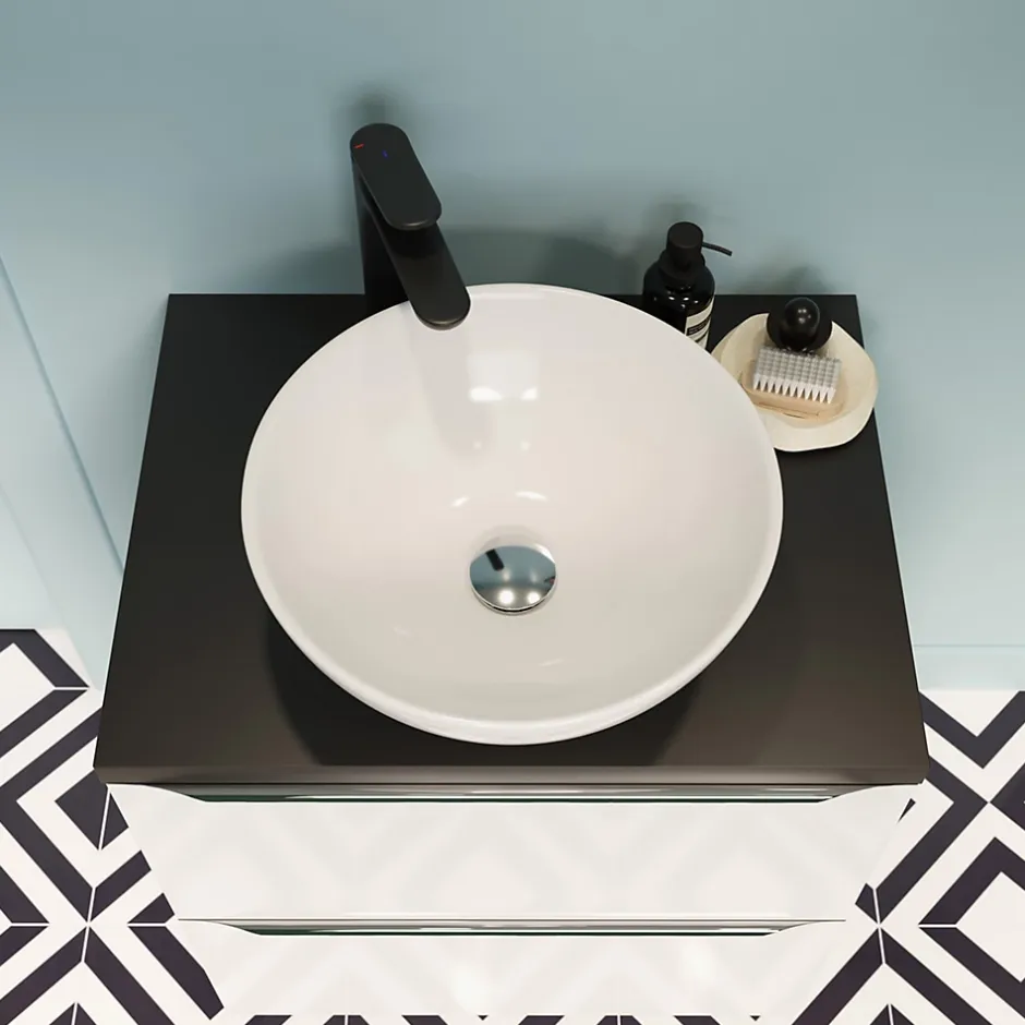 GoodHome Vasque à poser ronde en céramique blanc Tasi