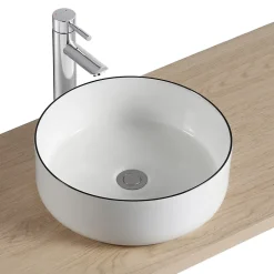 Homesight Vasque à poser ronde en céramique blanc et noir Kala* Vasque À Poser