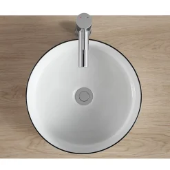 Homesight Vasque à poser ronde en céramique blanc et noir Kala* Vasque À Poser