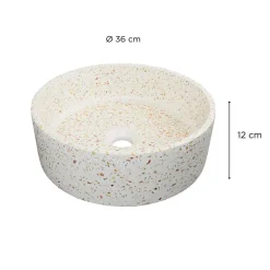 Mob-In Vasque à poser ronde en terrazzo 36cm* Vasque À Poser