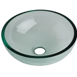Planète Bain Vasque à poser ronde petit diamètre 31 cm en verre transparent