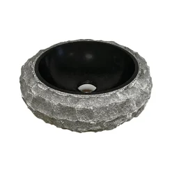 Byca Vasque à poser ronde PITA - 40 cm noir en basalte* Vasque À Poser