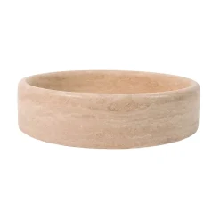 Ro'Ma Nature Vasque à poser ronde plate Travertin Beige 40x10 cm -* Vasque À Poser