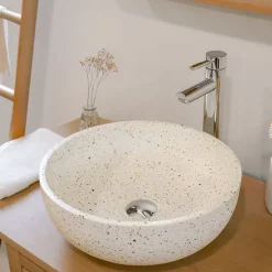 Homesight Vasque à poser ronde terrazzo couleurs chaudes Ø38 x H.13,5 cm Jane