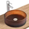 Homesight Vasque à poser ronde verre fumé miel Ø36 x H.12 cm Bali